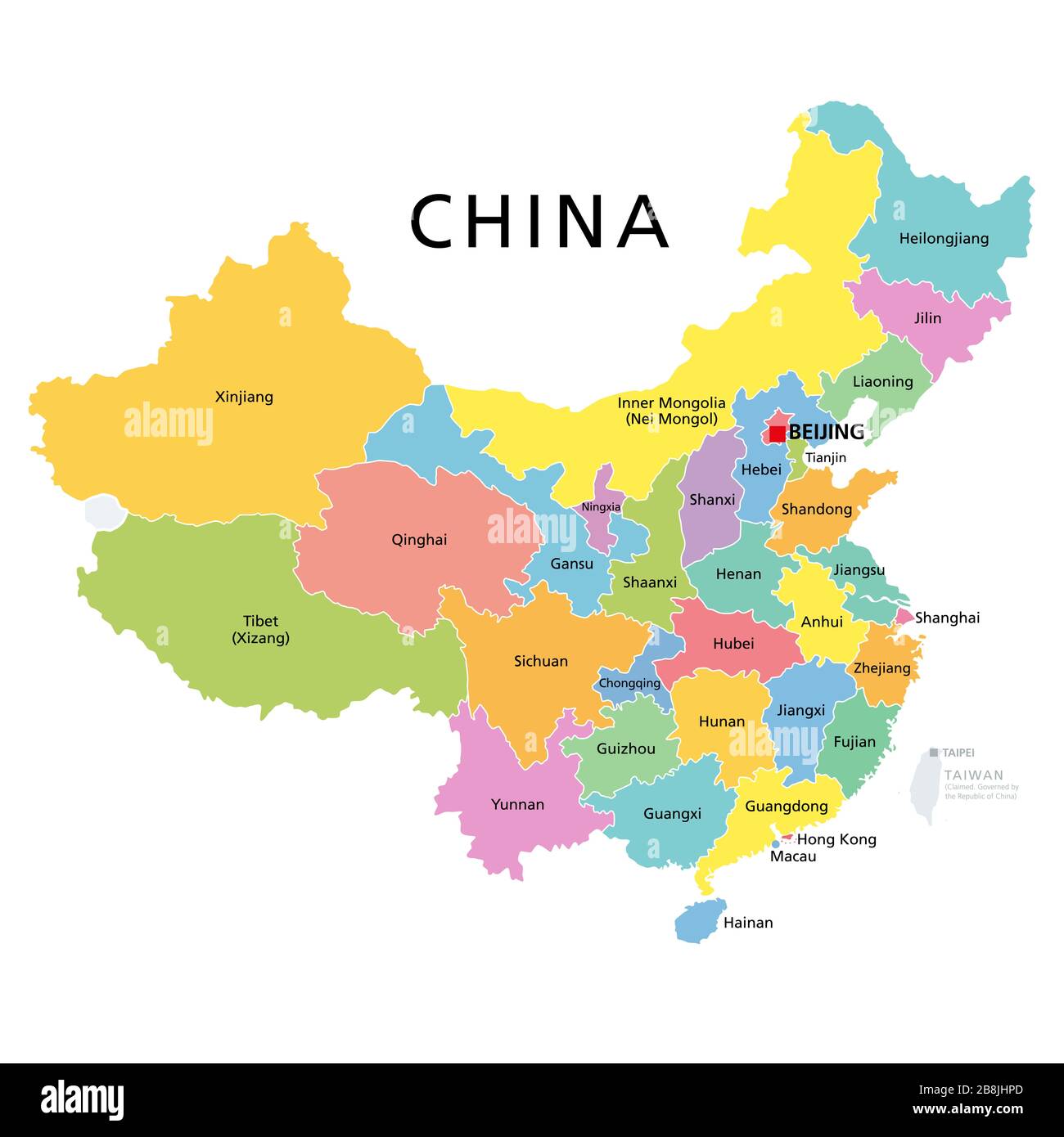 Mappa della Cina con province